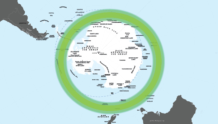 Image of the Southern auroral zone around Antarctica