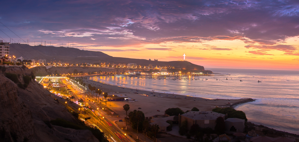 sunset over bay lima