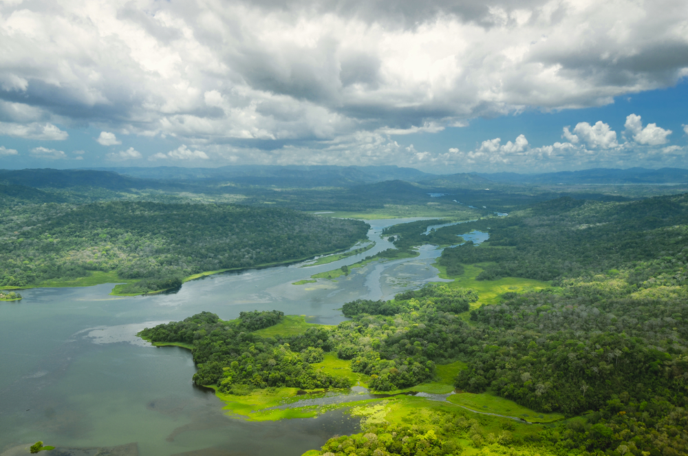 aerial view of panama canal