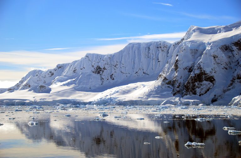 snowy mountain range in Antarctica