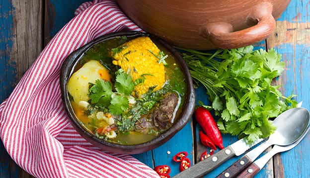  Cazuela - traditional latinamerican soup served in clay plate