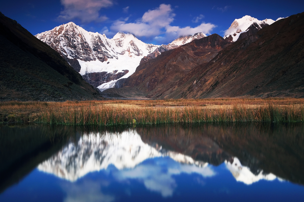 Jahuacocha Lake in Cordiliera Huayhuash. 