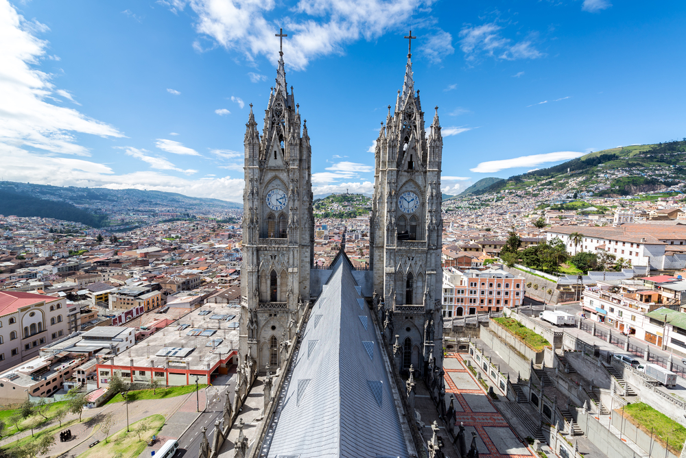 Towers of the Basilica in Quito, Ecuador