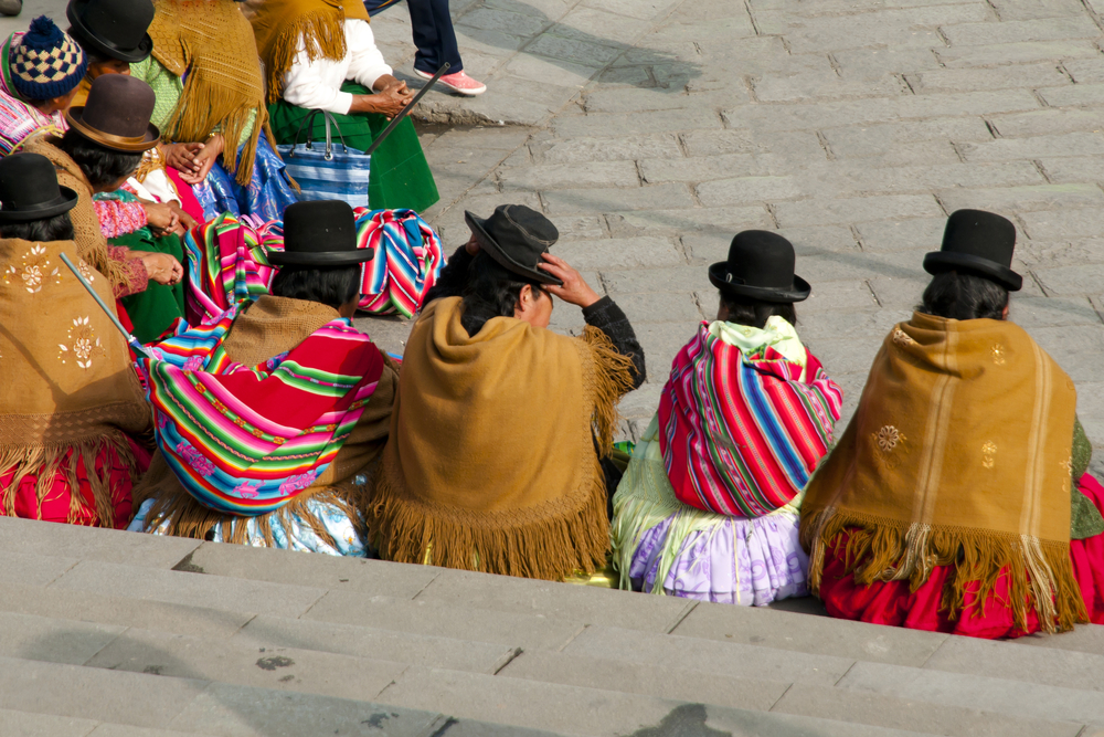 Woman in traditional clothes in Puno, Peru